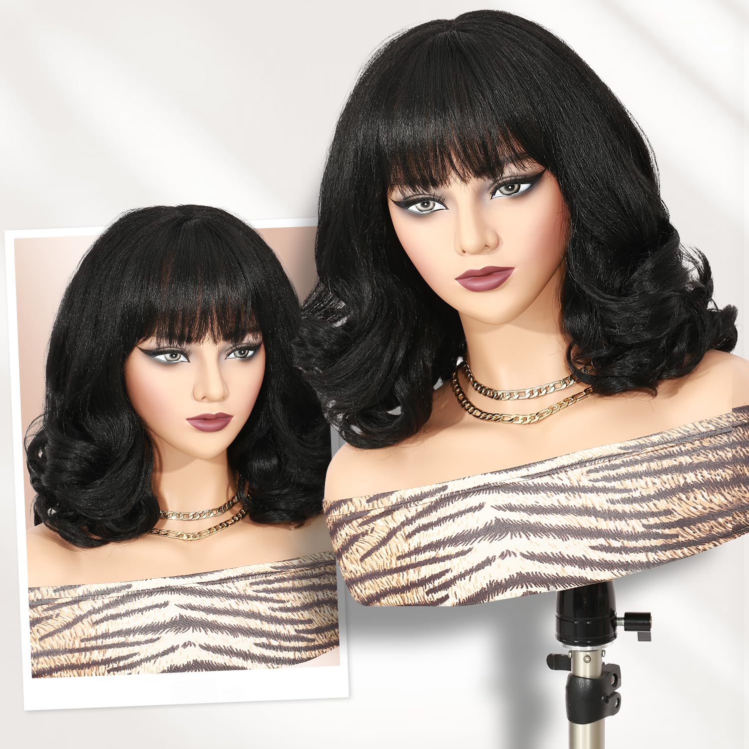 WIGER Yaki texture wavy wig heat-resistant fibers ready for styling.