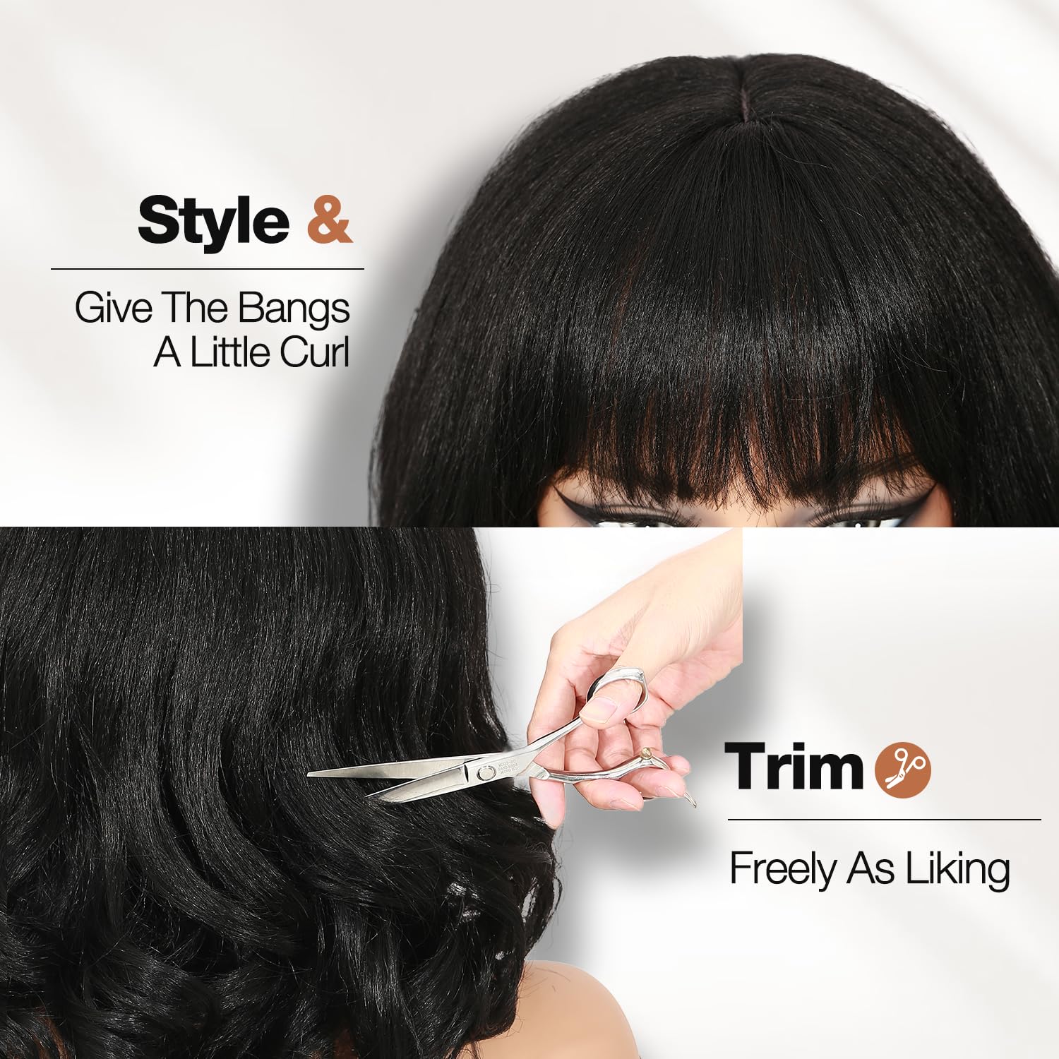 WIGER Yaki texture wavy wig length 14 inches on model.