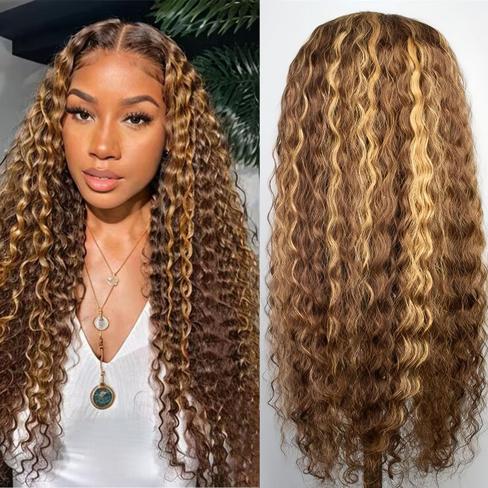 Wighottie 22-inch deep wave hair close-up highlights bouncy texture and natural sheen.