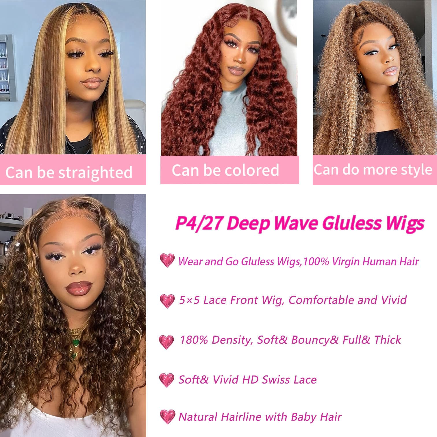 Wighottie 5x5 HD lace closure detail demonstrates natural-looking hairline and parting.
