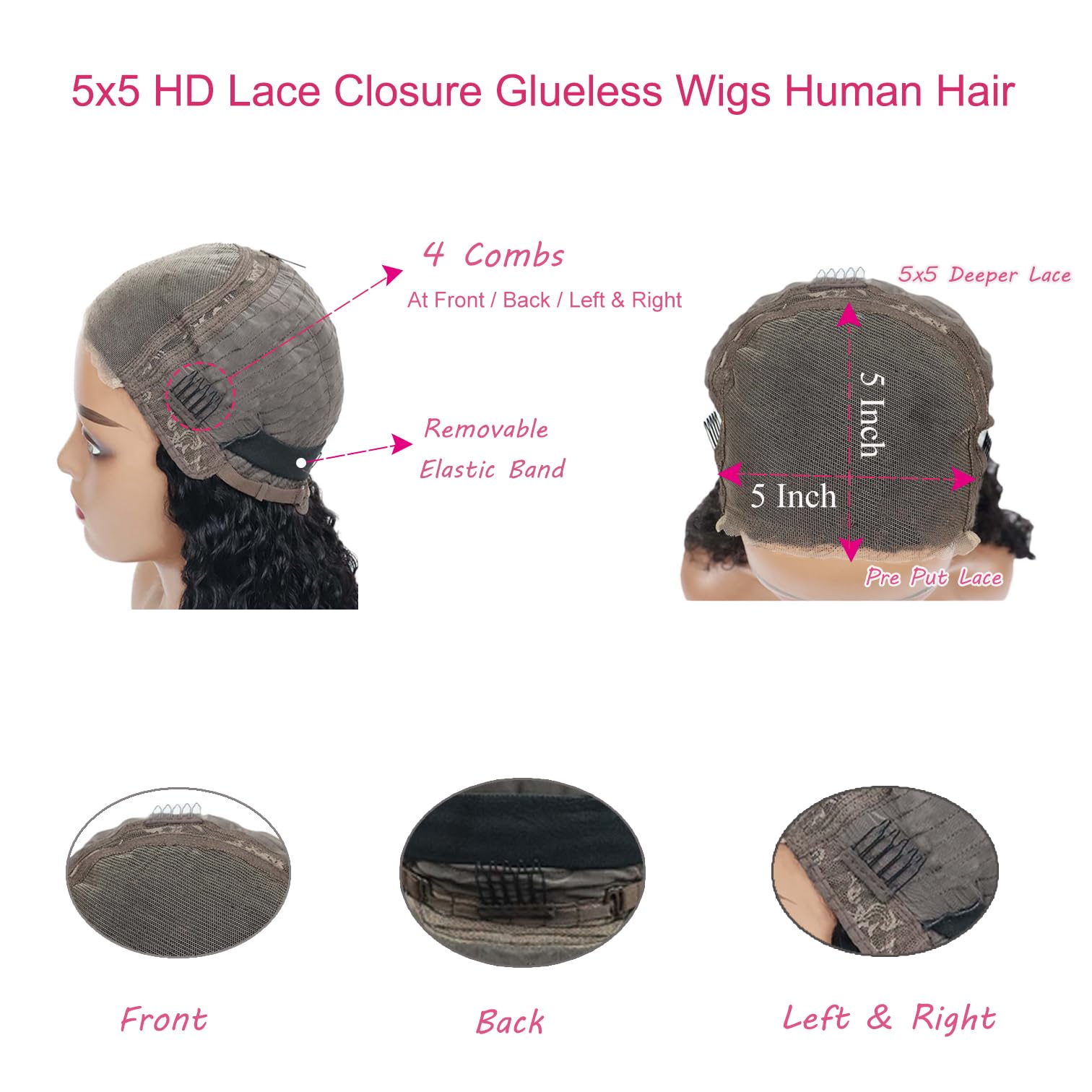 Wighottie glueless cap with adjustable strap ensures quick fit and comfortable wear.