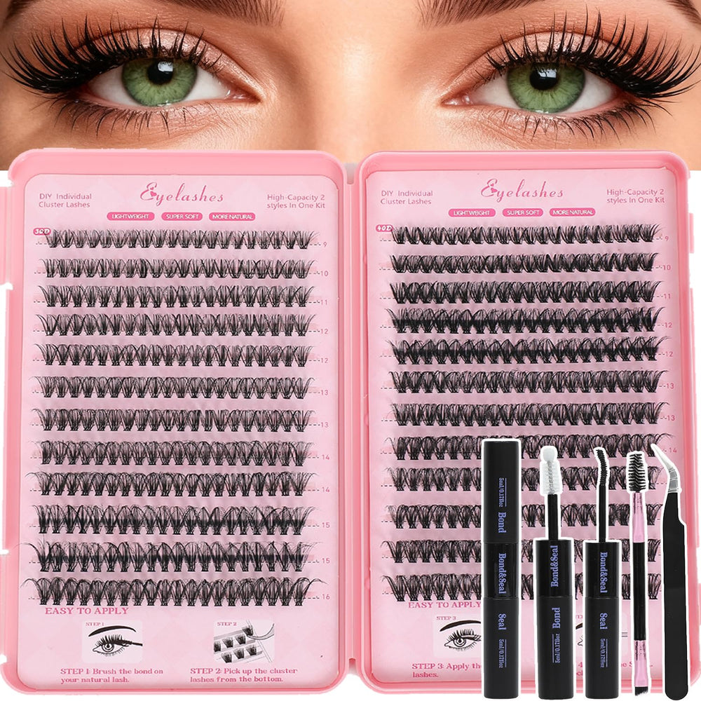 WIGICD lash clusters kit 9-16mm D Curl creates natural, lift-enhanced wispy lashes.