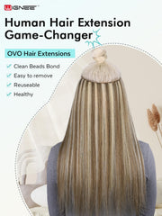 WIGNEE-18inch-blonde-ombre-hair-extensions shows long, luminous color blend for a modern look