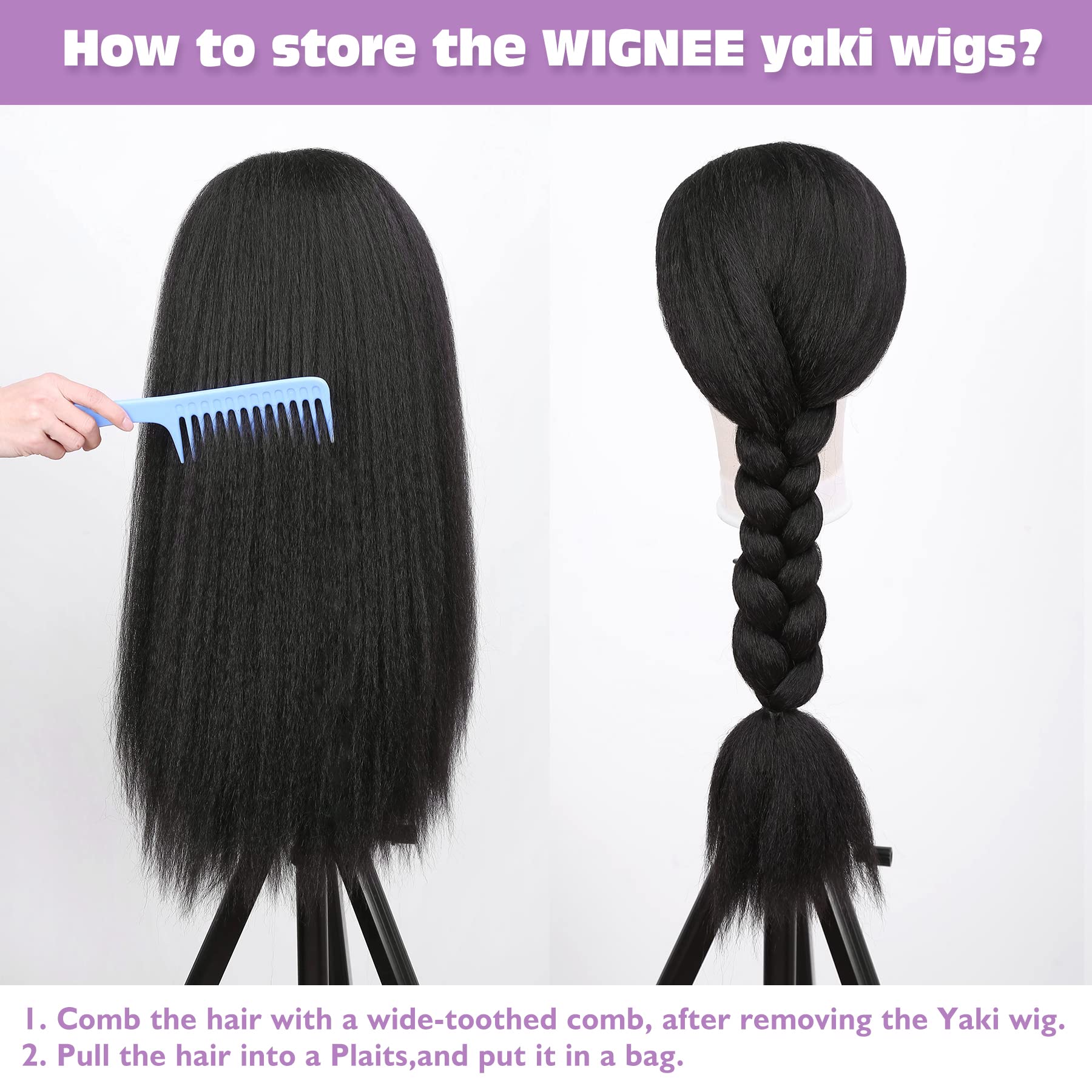 WIGNEE kinky straight headband wig 26in adjustable cap for comfortable fit