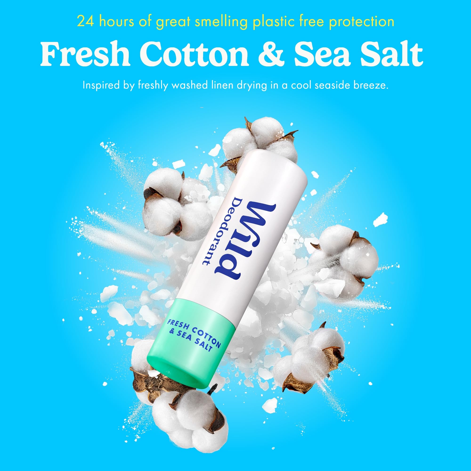 Wild mini deodorants in Coconut & Vanilla delivering soft tropical aroma for travel.