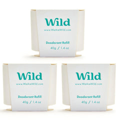 Wild refillable deodorant Fresh Cotton & Sea Salt pack promoting daily freshness