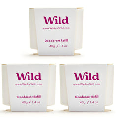 Wild refillable deodorant with refill system shown for waste-free daily use.