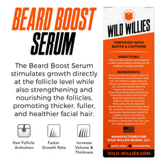 Wild Willies Beard Growth Serum 2-Pack packaging highlighting natural ingredients.