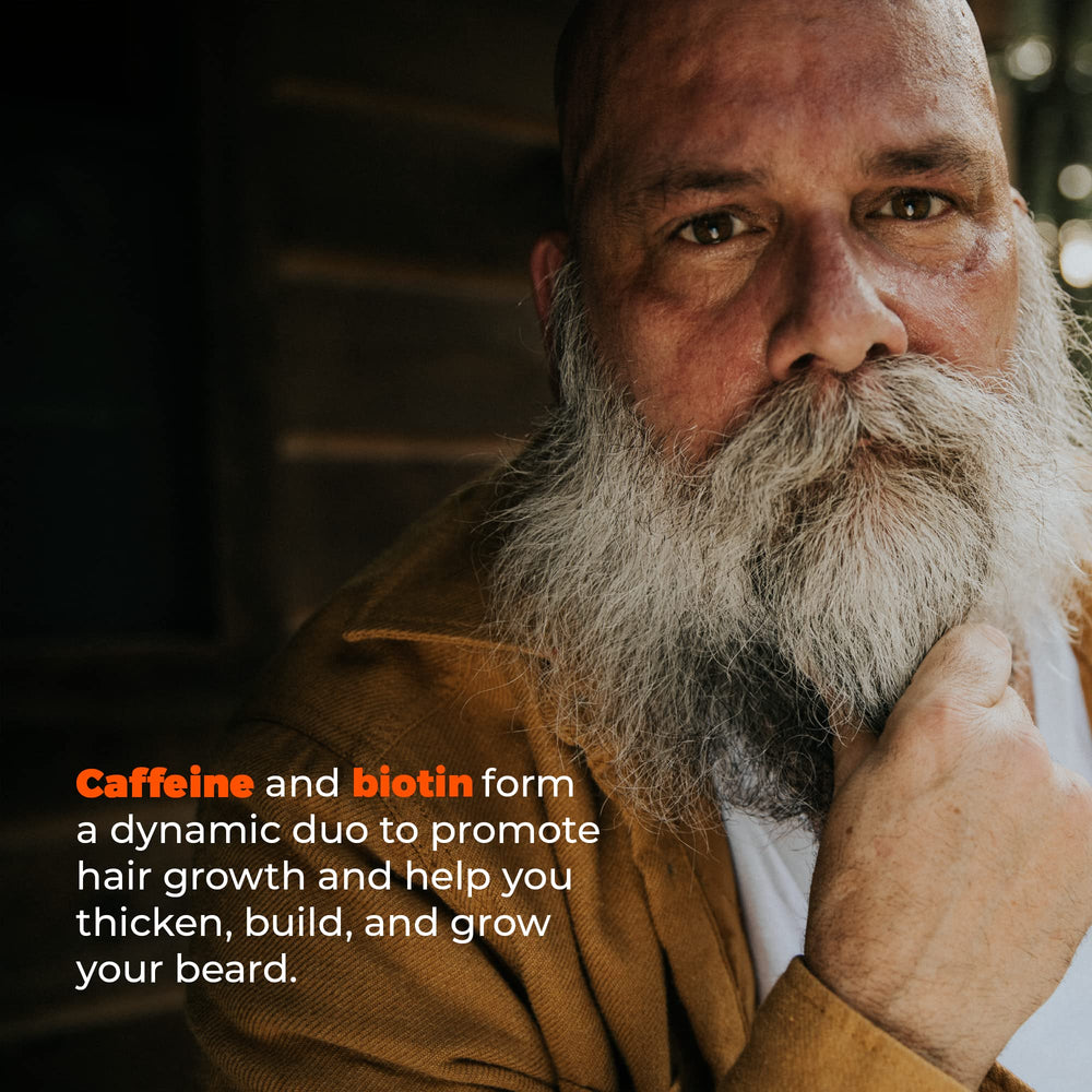 Wild Willies Beard Shampoo biotin caffeine close-up highlights growth-supporting blend.