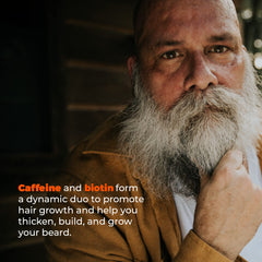 Wild Willies Beard Shampoo biotin caffeine close-up highlights growth-supporting blend.
