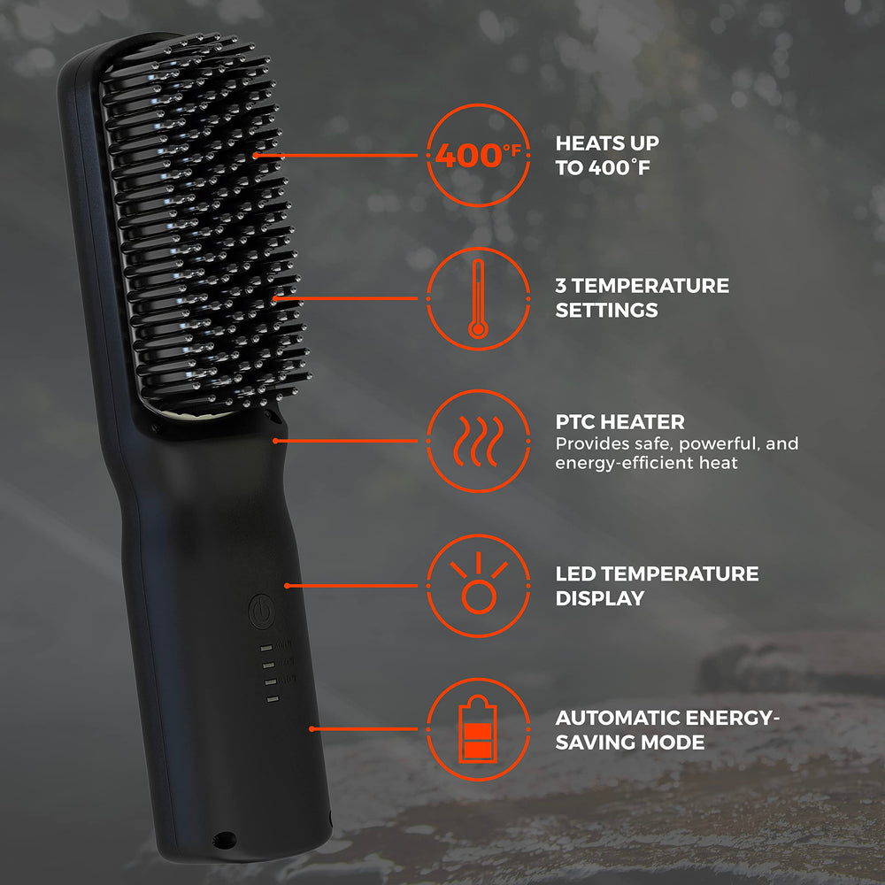 Wild Willies beard straightener heat settings for customizable styling on any beard length.