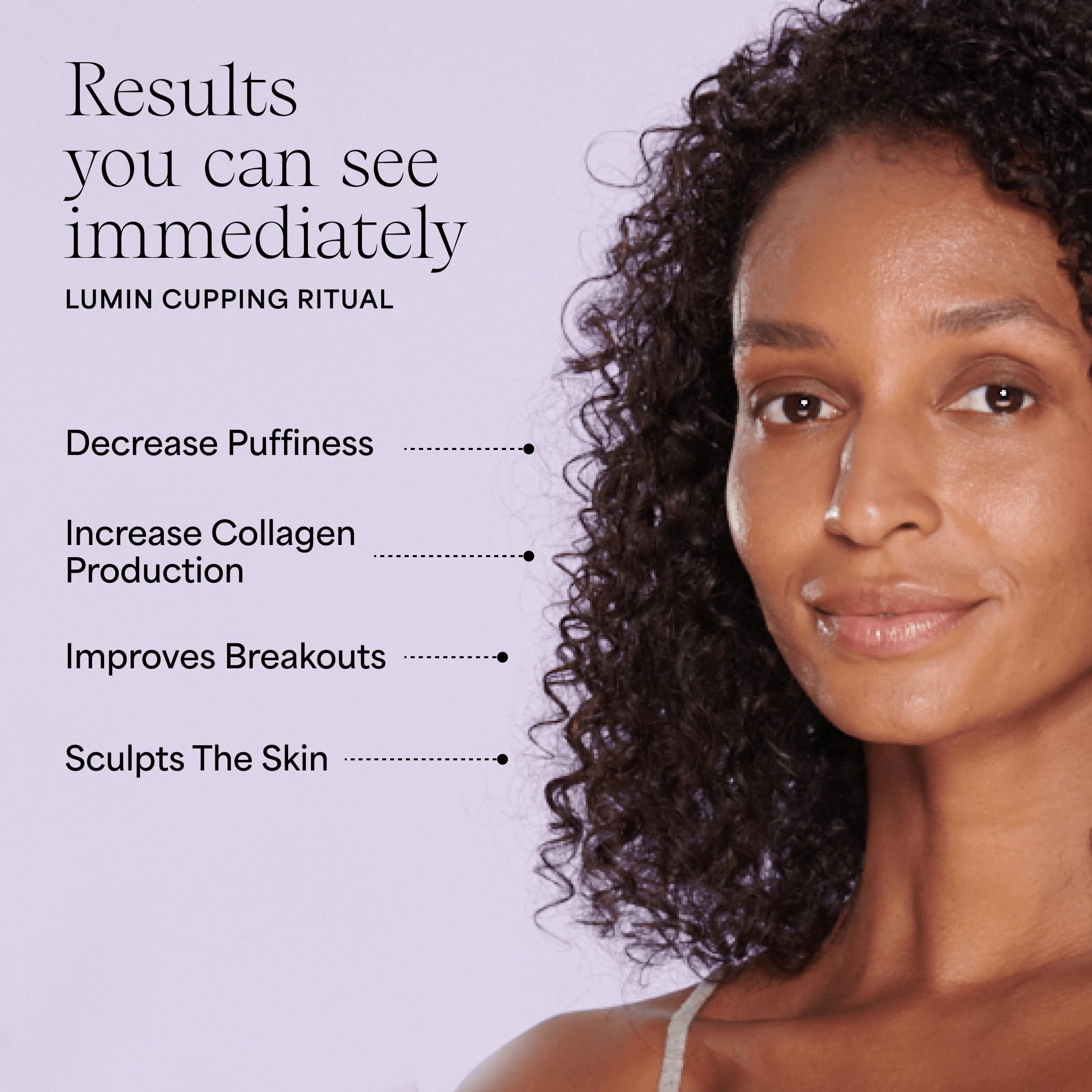 Wildling Lumin Cupping Set in-use demonstrates lifting and contouring around cheeks