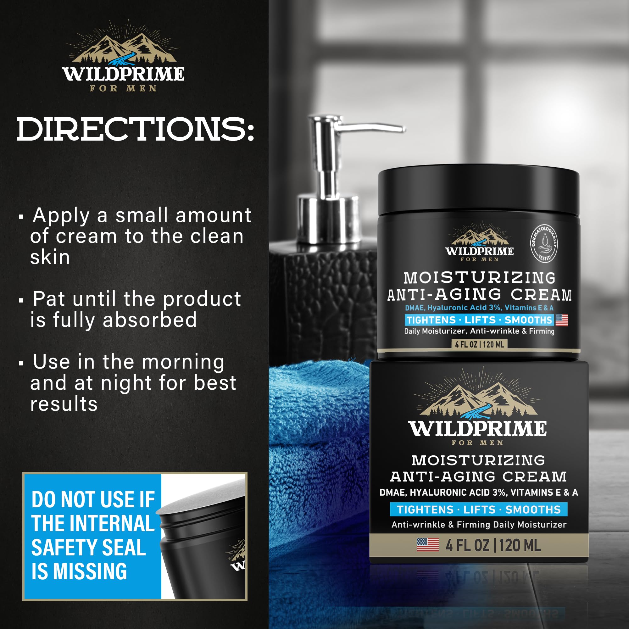 WildPRIME day-night skincare routine image demonstrates versatile care for morning and evening use
