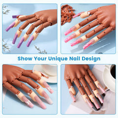 Wilfniee flexible fingers showing natural movement for nail art positioning