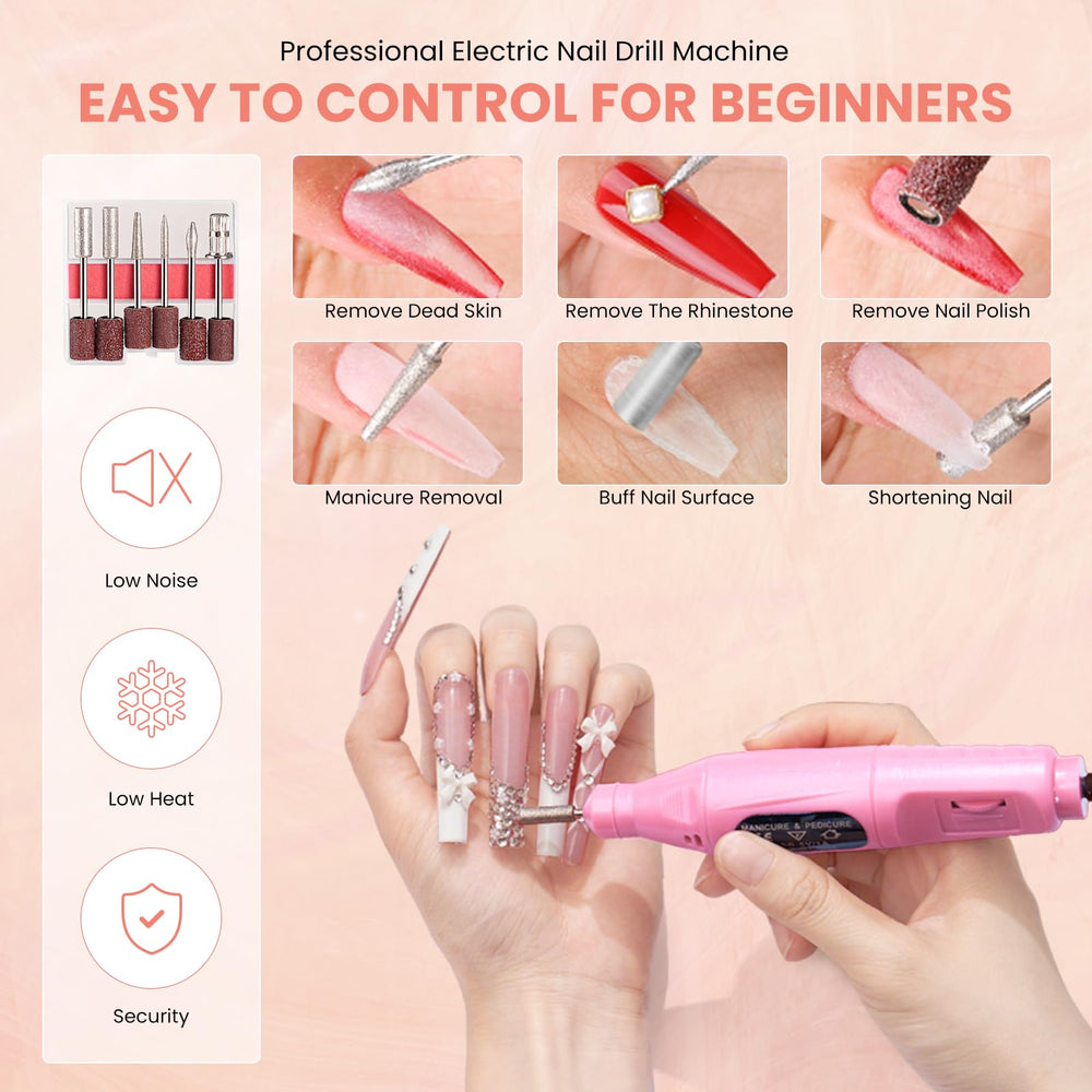 Wilfniee durable nail drill with bits for shaping and finishing nails