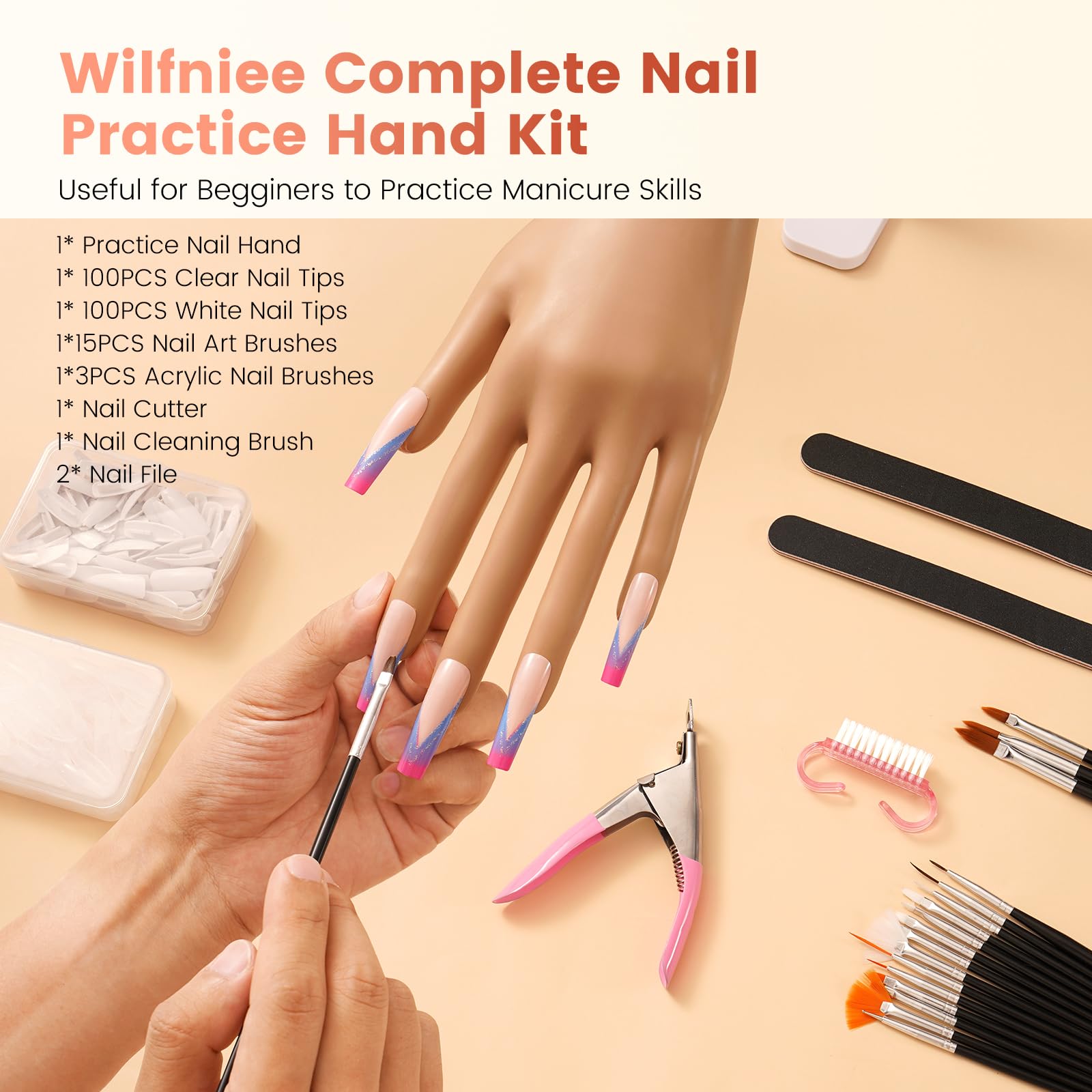 Wilfniee practice hand with aluminum bones provides durable, flexible finger movement.
