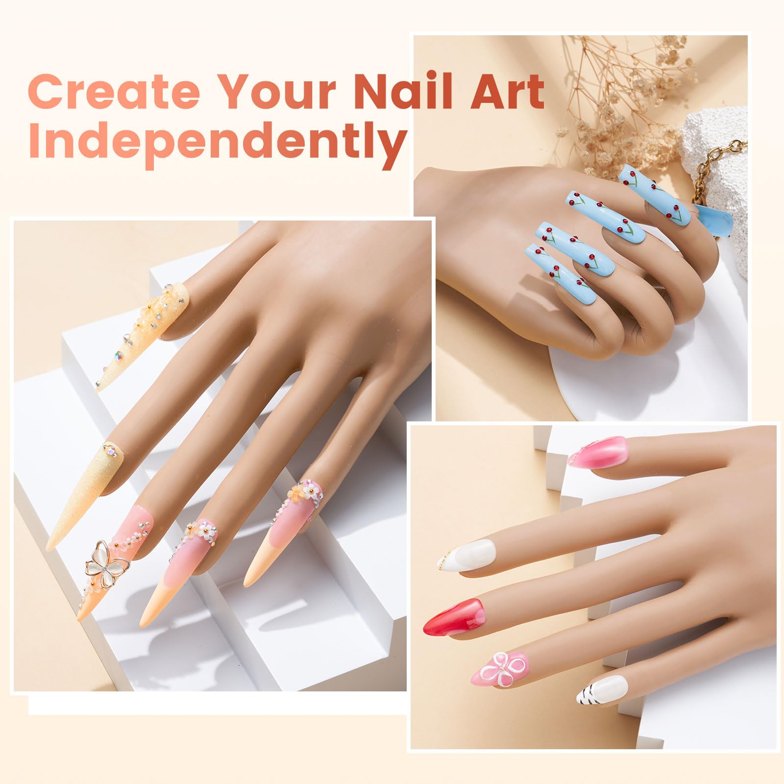 Wilfniee silicone fingers offering natural-feel practice for nail art
