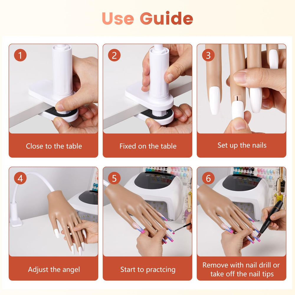 Starter kit with tools supports beginner progress in nail technique practice.