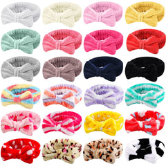 WILLBOND 24-piece spa headbands pink bow packaging; bulk kit for stylish skincare mornings.