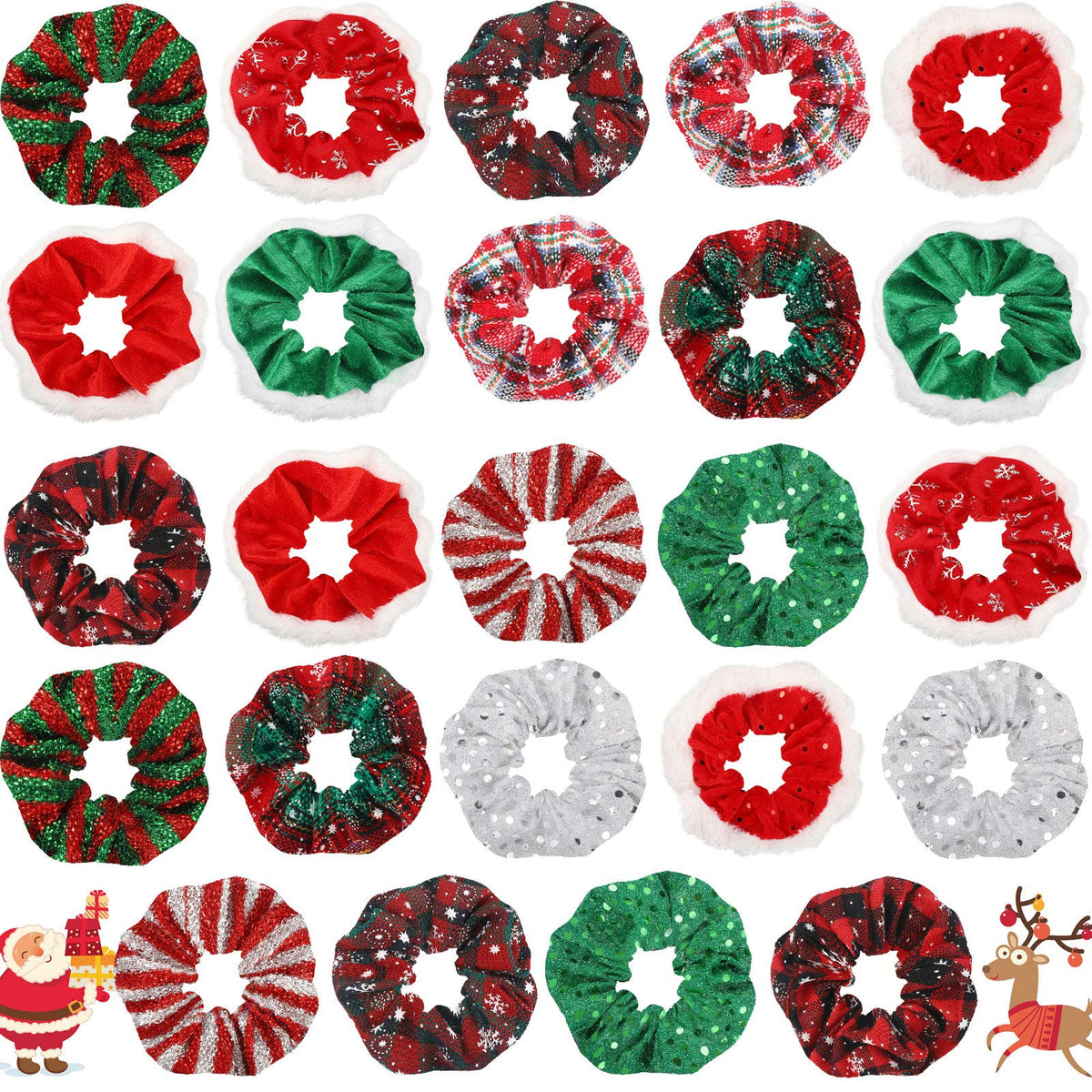 WILLBOND Christmas scrunchie plaid snowflake red-green ready for festive hairstyle.