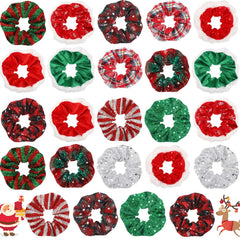 WILLBOND Christmas scrunchie plaid snowflake red-green ready for festive hairstyle.