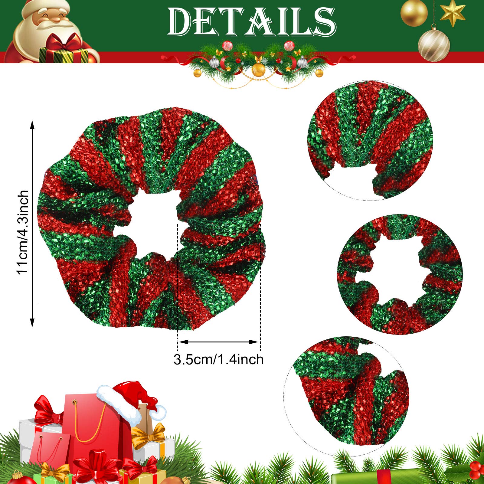 WILLBOND Christmas scrunchie with sequins adds sparkle for holiday party looks.