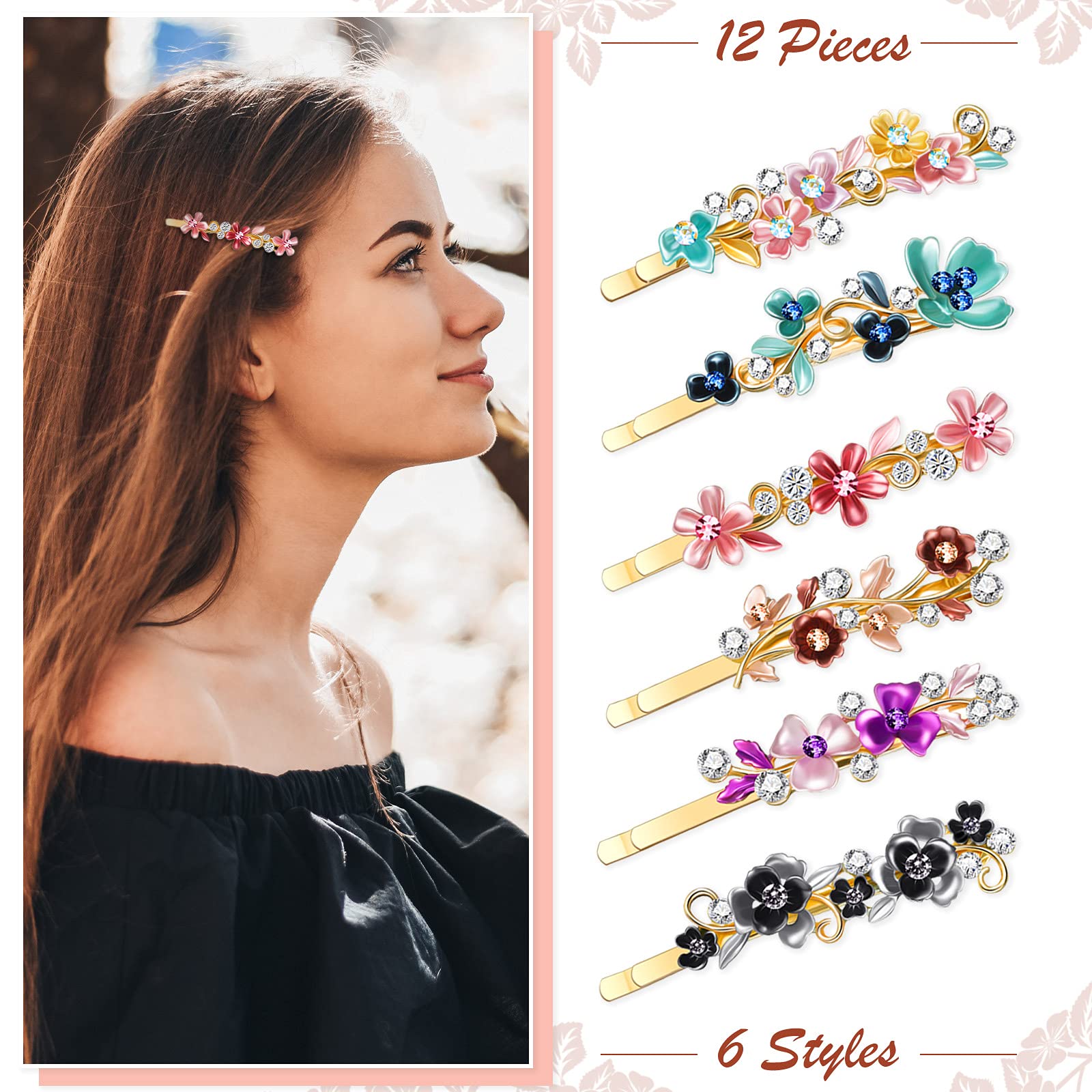 Willbond colorful flower bobby pins brighten any outfit.