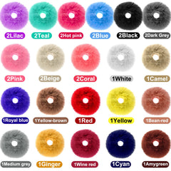 Willbond fuzzy scrunchies pink pom-poms brighten outfits and secure hair comfortably during workouts.