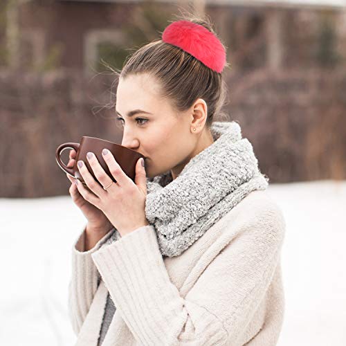 Willbond fuzzy scrunchies red pom-poms add a bold accent while keeping hair neatly tied.