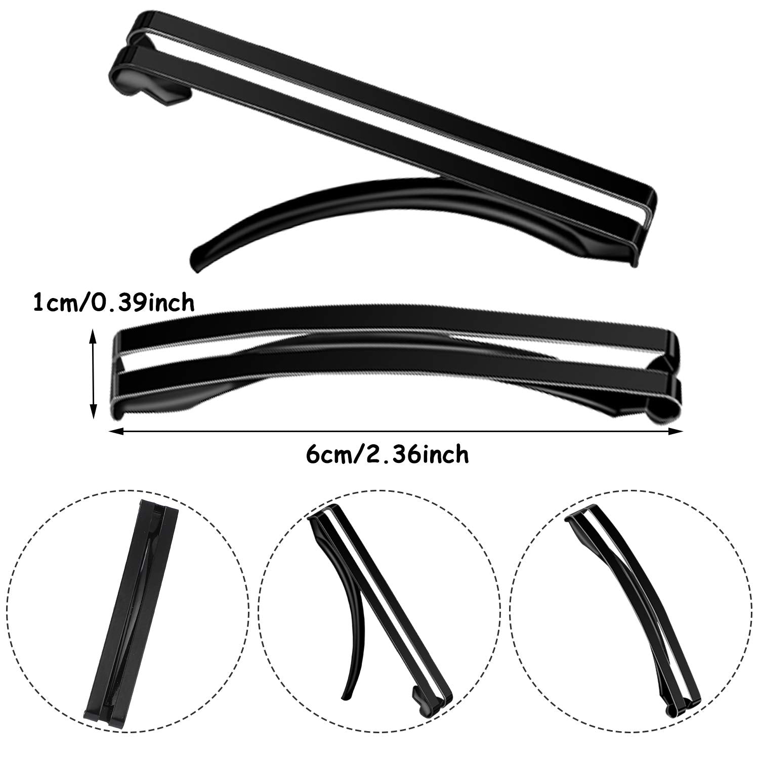 WILLBOND black open-center hair clip closeup keeps hair in place