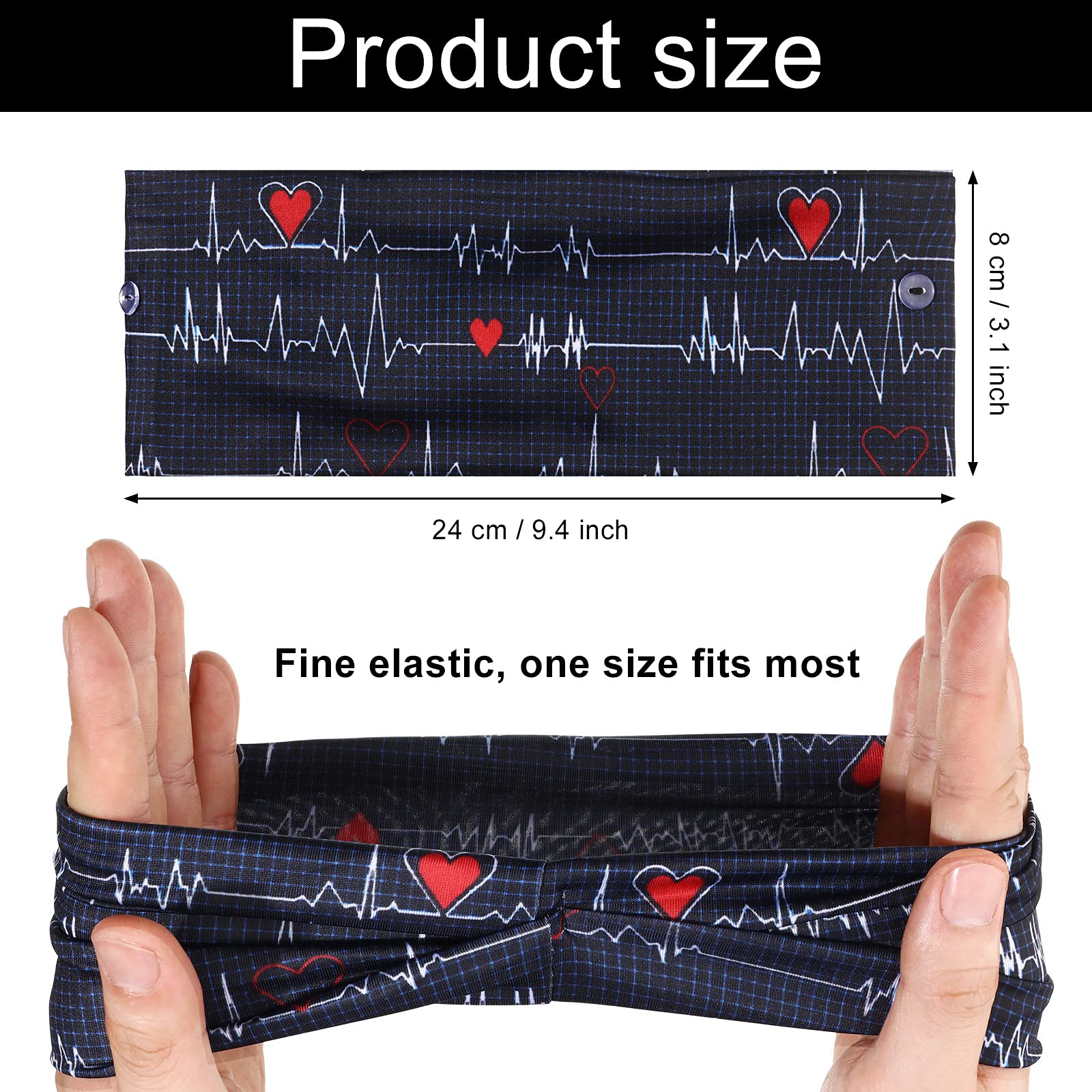 Willbond nursing headbands with buttons pattern 2 stay secure for daily tasks.