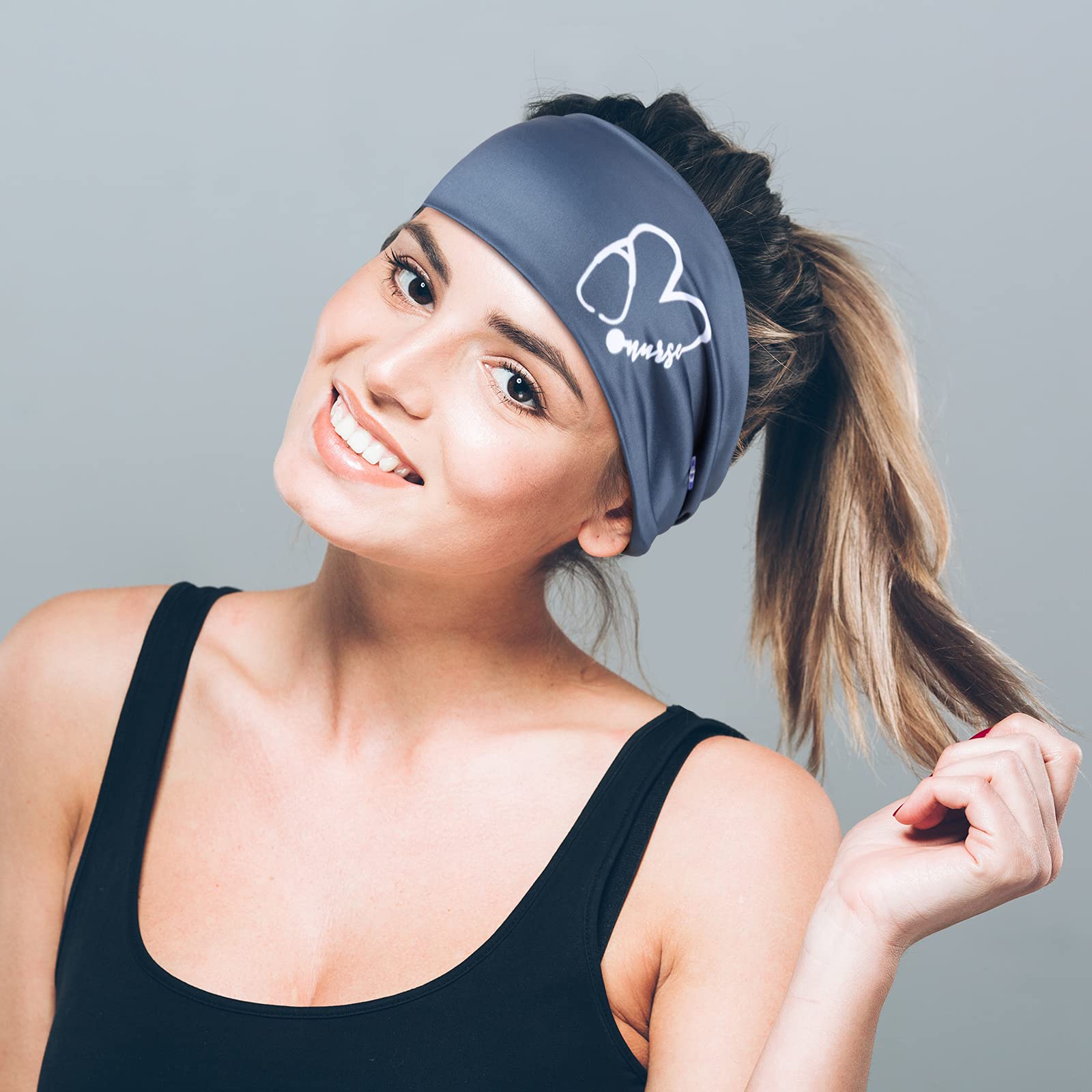 Willbond nursing headbands with buttons pattern 4 provide a convenient mask holding option.