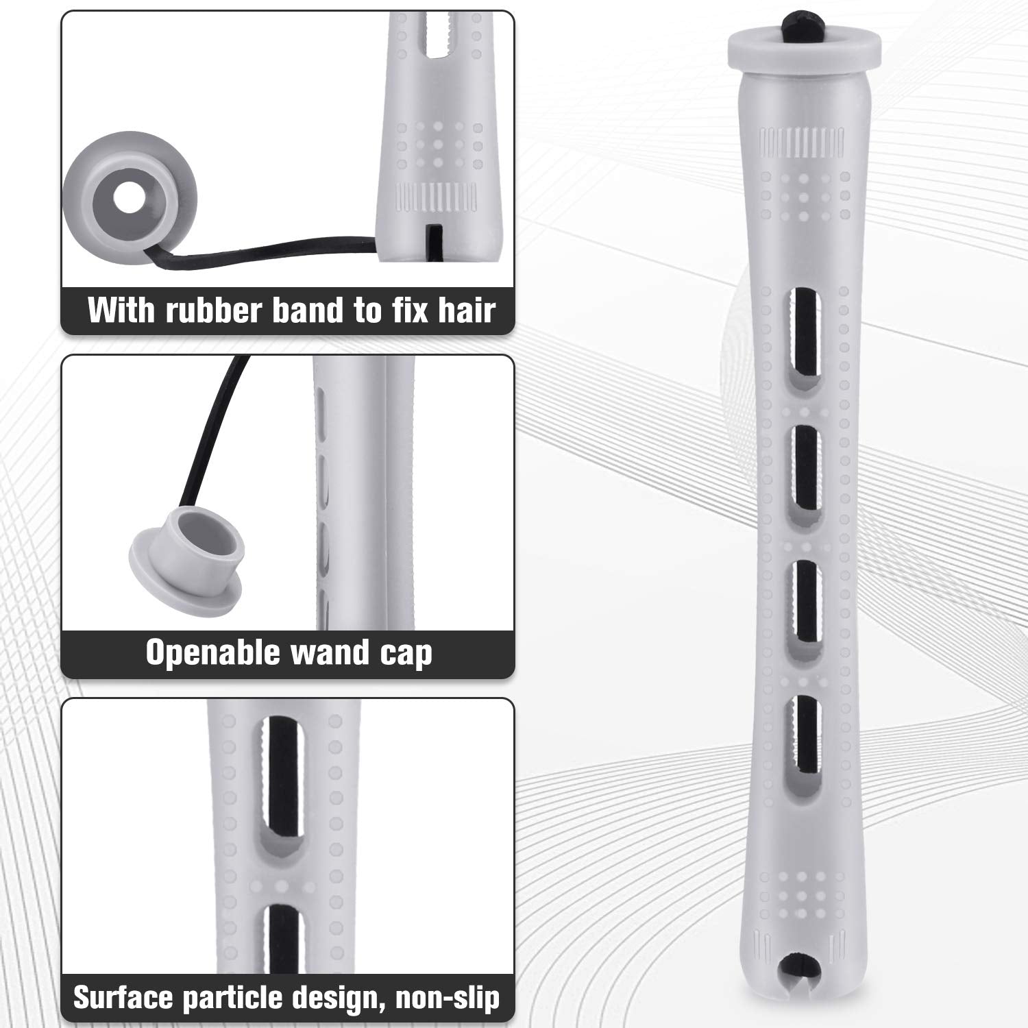Willbond perm rod cover with rubber band secures hair for easy curling.