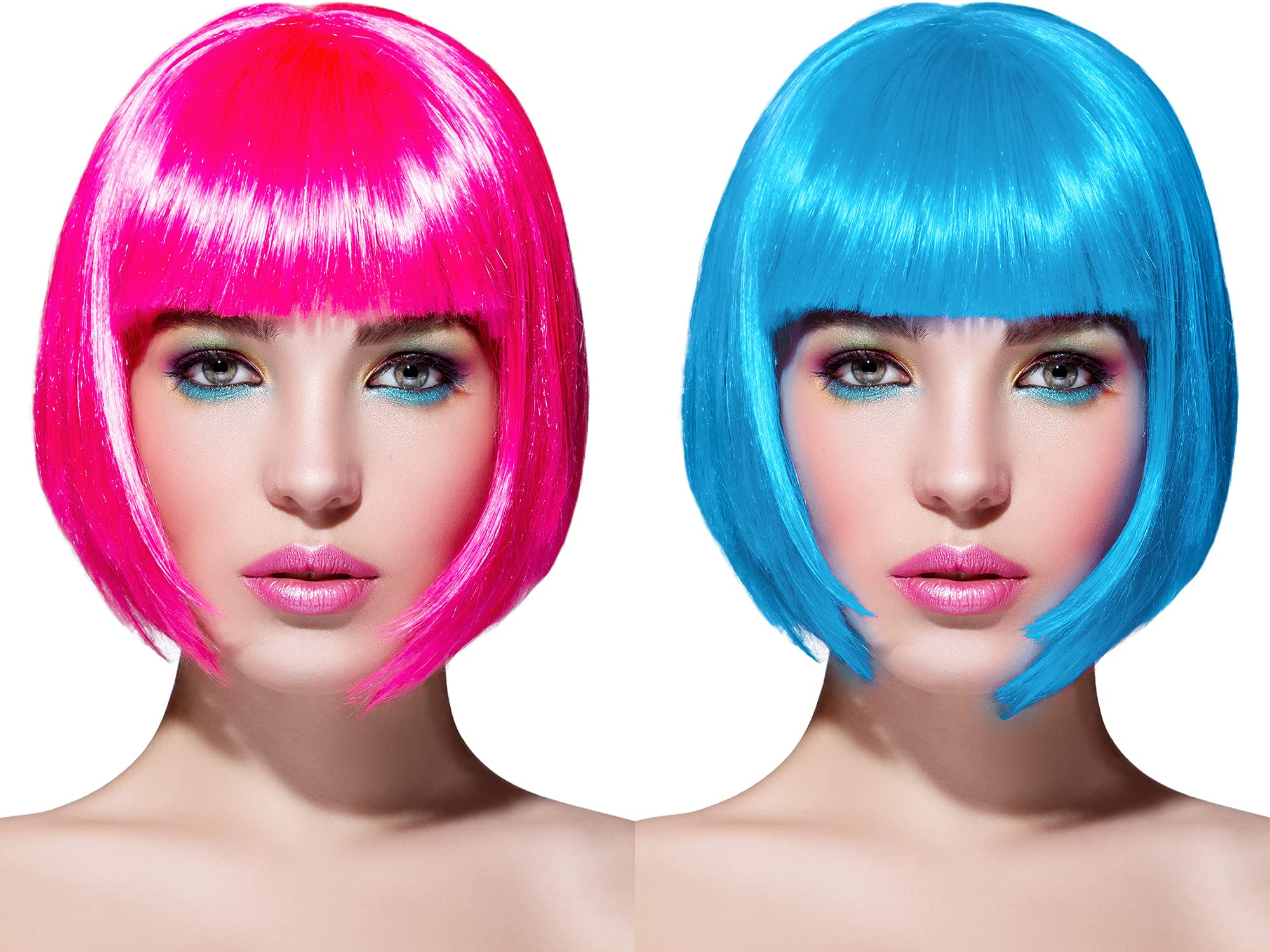 WILLBOND short bob wig pink front view ideal for cosplay and daily wear