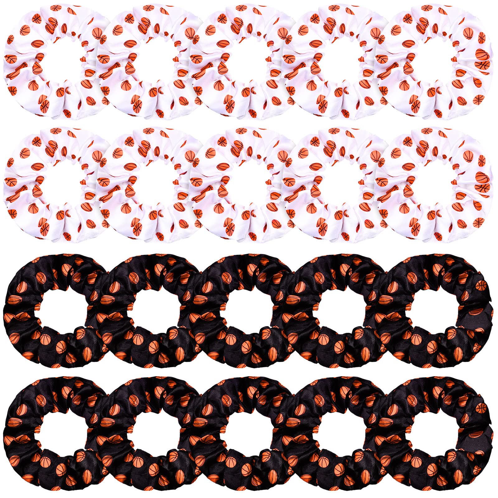 WILLBOND silk satin scrunchies black-white pack offering gentle hair hold.