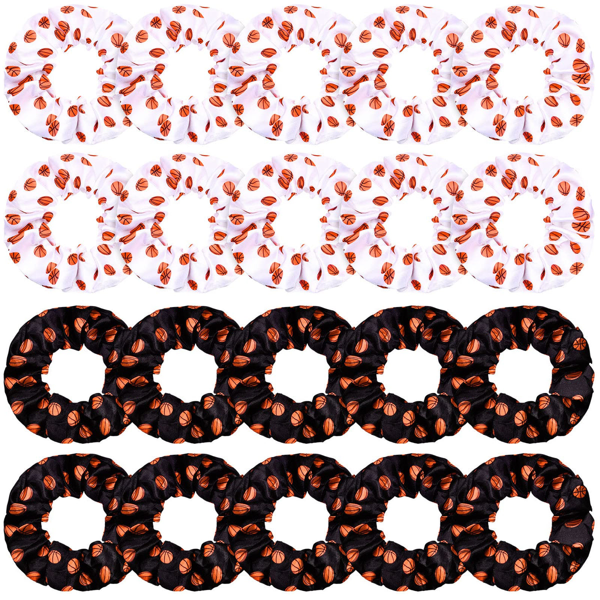 WILLBOND silk satin scrunchies black-white pack offering gentle hair hold.