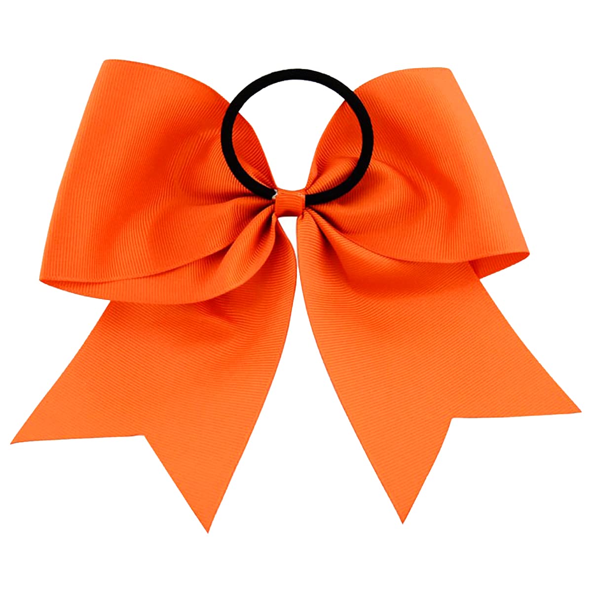 WillingTee cheer bows ponytail holder closeup demonstrates secure elastic ties for active use.
