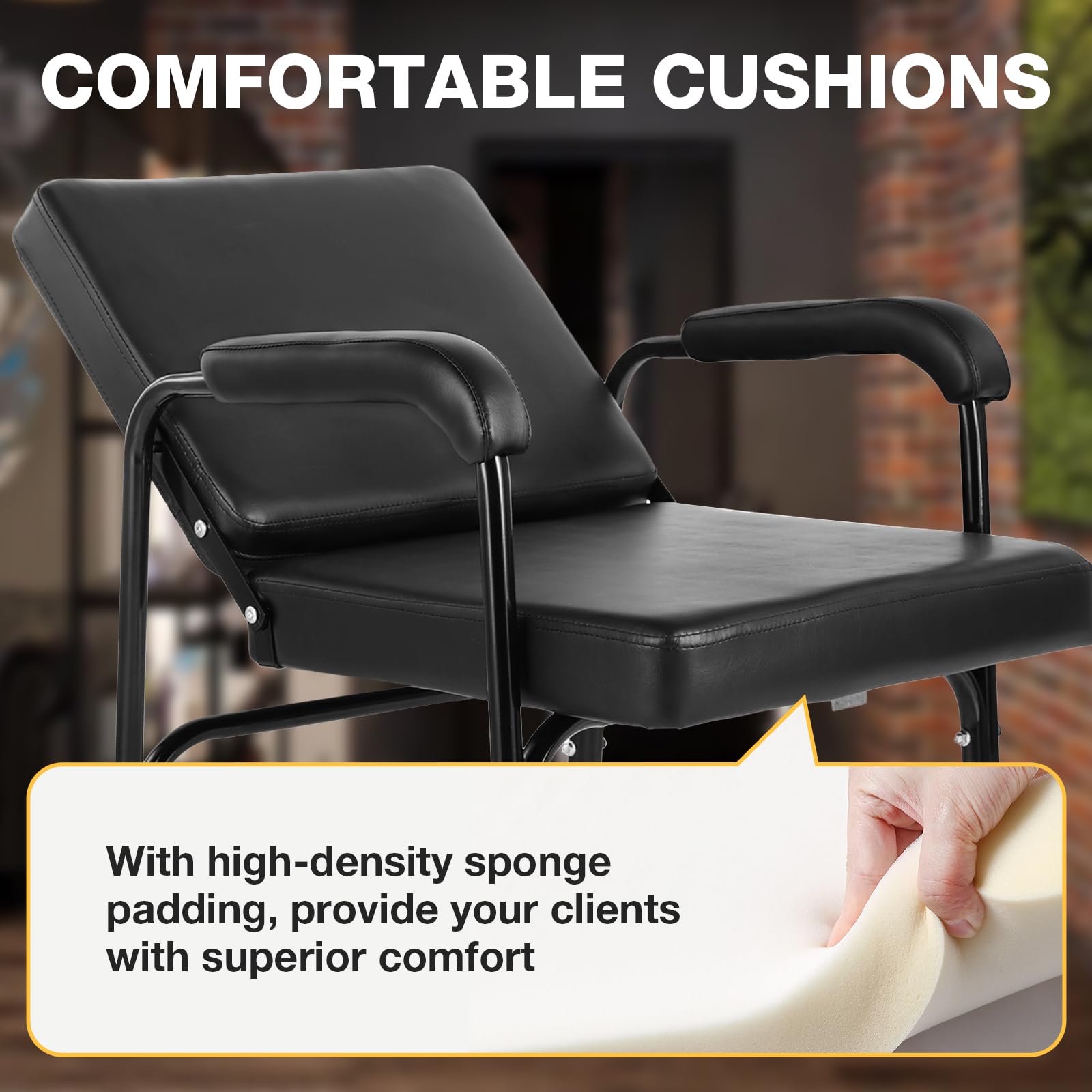 WINEDYOUNG shampoo chair wide seat accommodates diverse clients comfortably