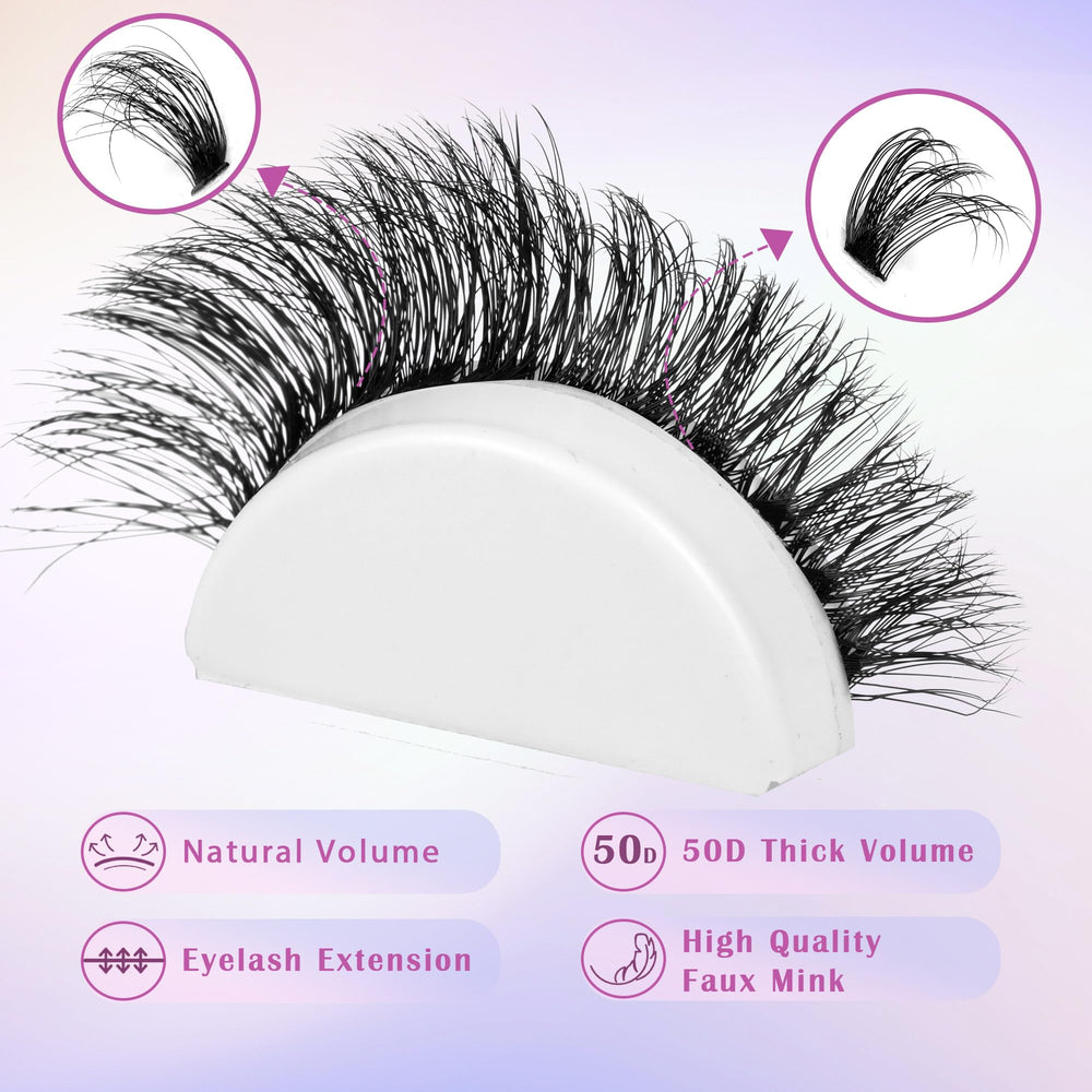 Winifred 50D lash clusters 10-16mm arranged for versatile wispy looks.