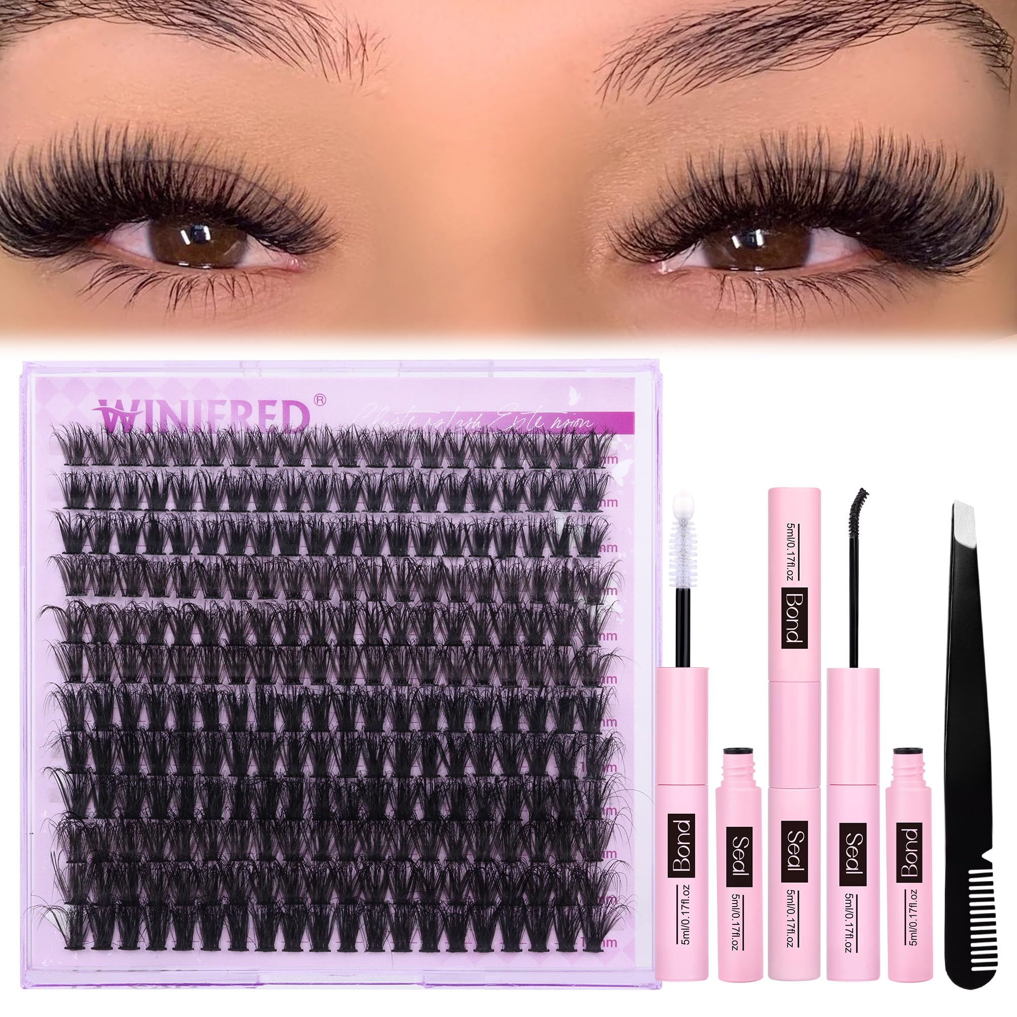 Winifred lash kit packaging display with complete contents and value.
