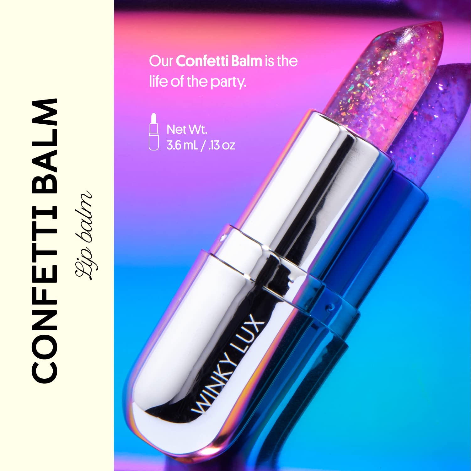 Winky Lux pH color-change balm swatch demonstrates dynamic pink shade with sheer glide.