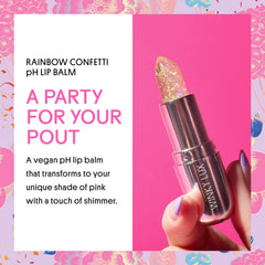 Winky Lux Rainbow Glitter Confetti Balm application closeup showing glossy pink tint.