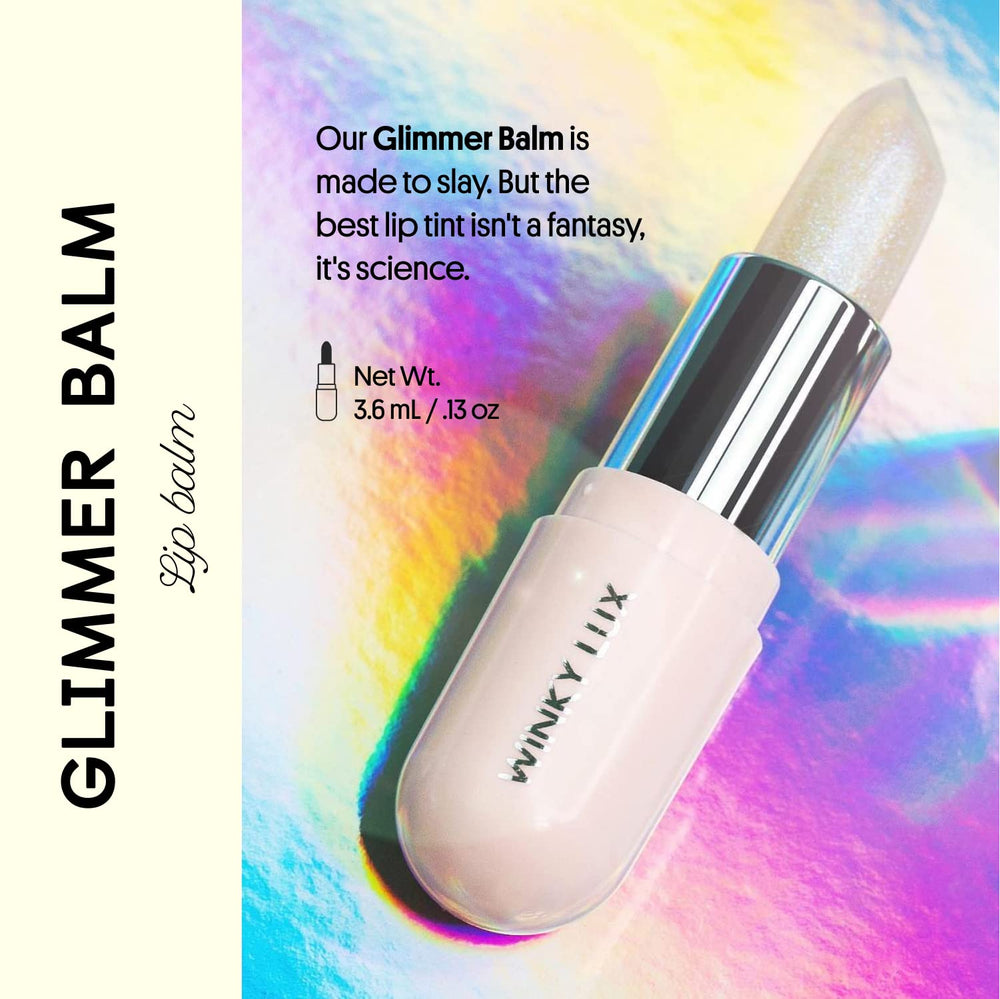 Winky Lux Rosé Glimmer Balm compact captures color-changing pink tint for personalized lip shade.