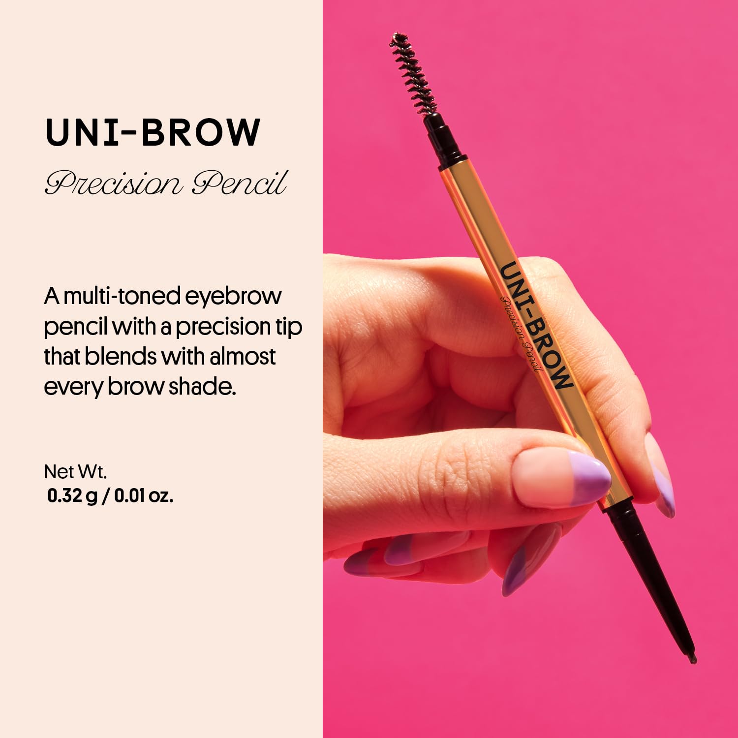 Winky Lux Uni-Brow pencil tip-focused shot highlights micro tip for precise brow definition and control