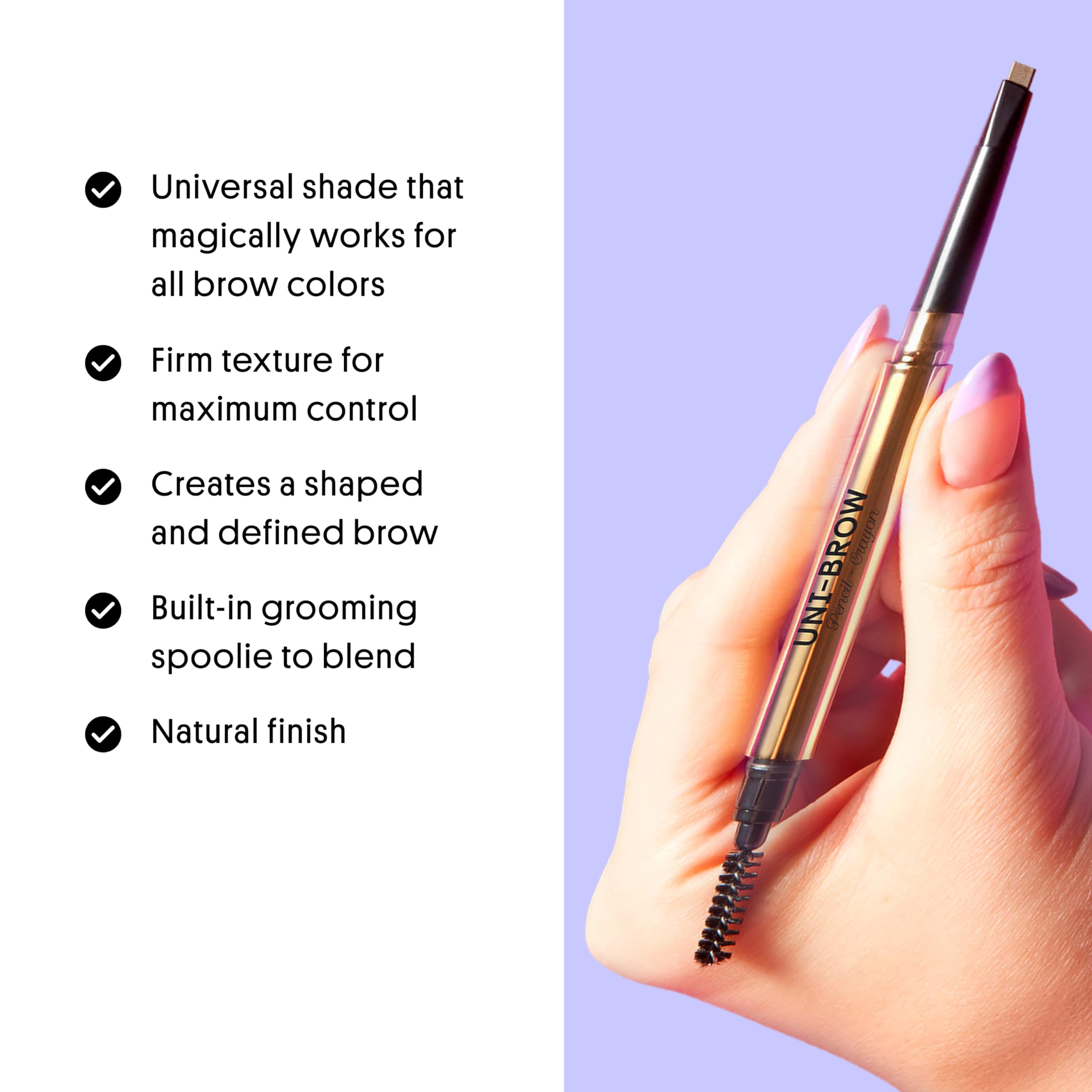 Winky Lux Uni-Brow Pencil waterproof formula shown on skin during wear