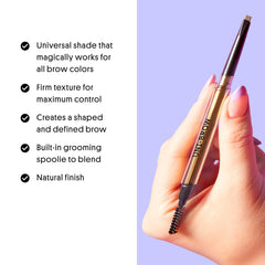 Winky Lux Uni-Brow Pencil waterproof formula shown on skin during wear
