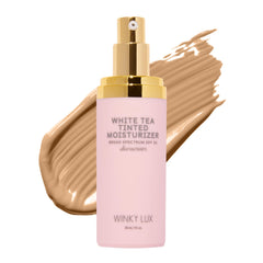 Winky Lux White Tea tinted moisturizer bottle with SPF 30 for daily sun protection.