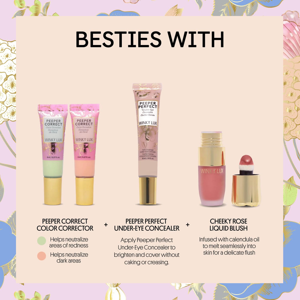 Winky Lux texture close-up reveals creamy, breathable tint for natural glow.