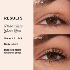 Dramatic eye look achieved with ExtravaLash from day to night.