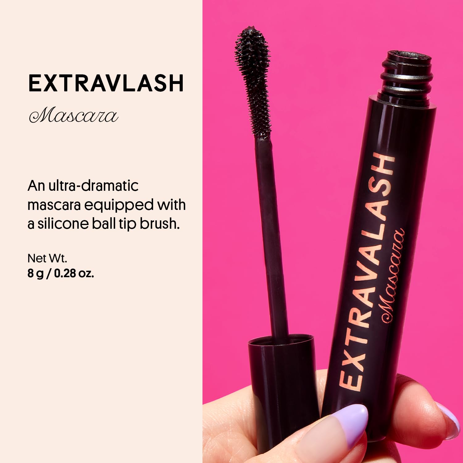Winky Lux ExtravaLash brush close-up highlighting hollow bristles for volume and separation.